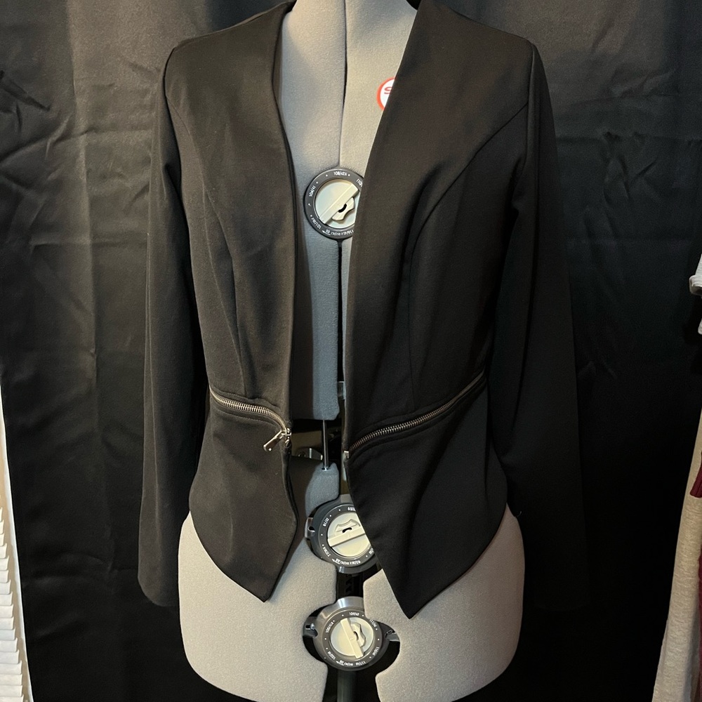 Black jacket with horizontal zipper